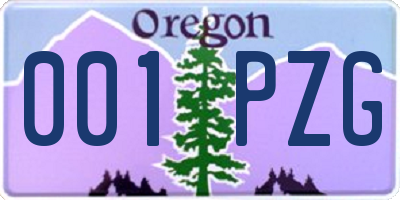 OR license plate 001PZG