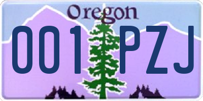 OR license plate 001PZJ