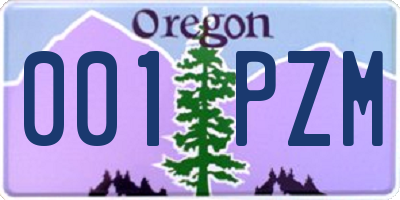 OR license plate 001PZM