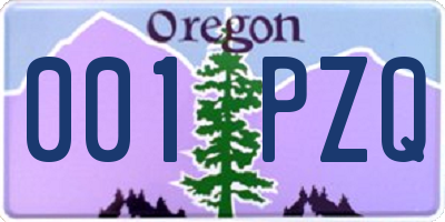 OR license plate 001PZQ