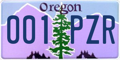 OR license plate 001PZR