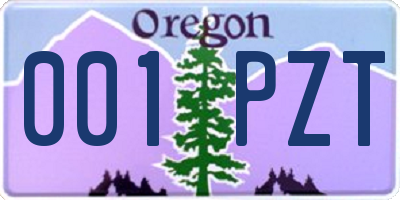 OR license plate 001PZT