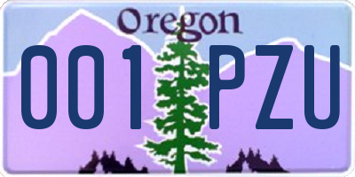 OR license plate 001PZU