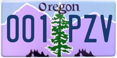 OR license plate 001PZV