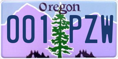 OR license plate 001PZW