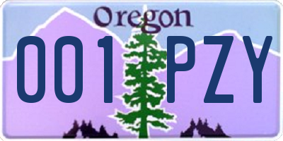 OR license plate 001PZY