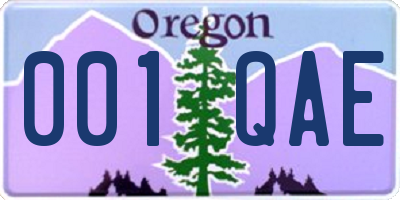 OR license plate 001QAE