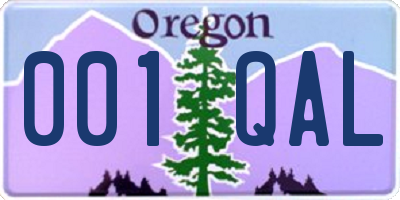 OR license plate 001QAL