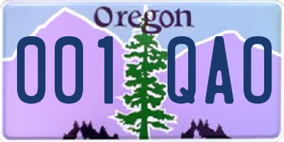 OR license plate 001QAO