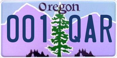 OR license plate 001QAR