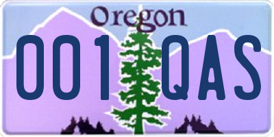 OR license plate 001QAS