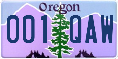 OR license plate 001QAW