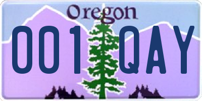 OR license plate 001QAY