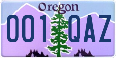 OR license plate 001QAZ