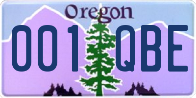 OR license plate 001QBE