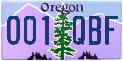 OR license plate 001QBF