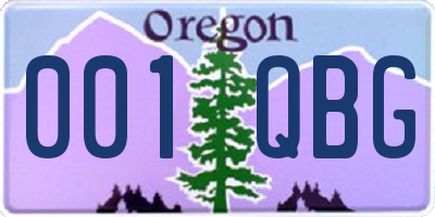 OR license plate 001QBG