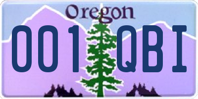 OR license plate 001QBI