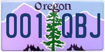 OR license plate 001QBJ