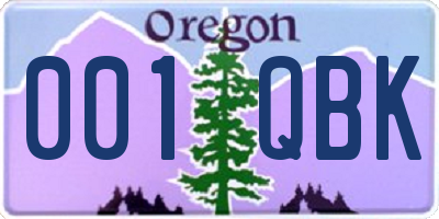 OR license plate 001QBK