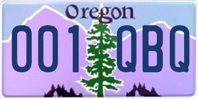 OR license plate 001QBQ