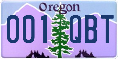 OR license plate 001QBT