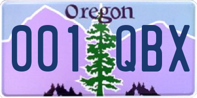 OR license plate 001QBX