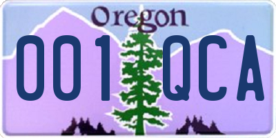 OR license plate 001QCA