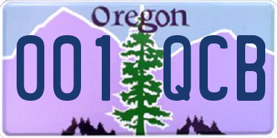 OR license plate 001QCB