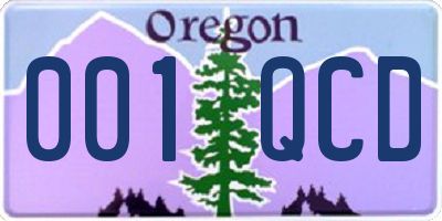 OR license plate 001QCD