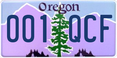 OR license plate 001QCF