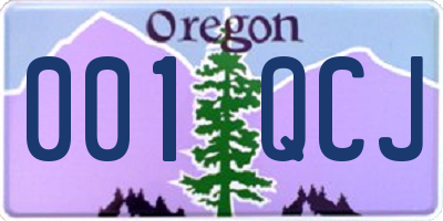 OR license plate 001QCJ