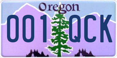 OR license plate 001QCK