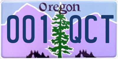 OR license plate 001QCT