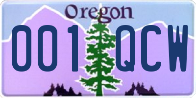 OR license plate 001QCW