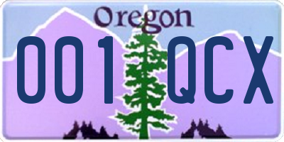 OR license plate 001QCX