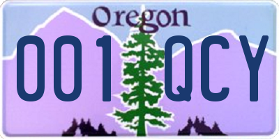 OR license plate 001QCY