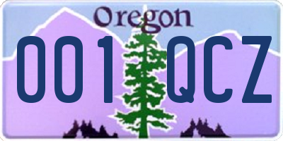 OR license plate 001QCZ