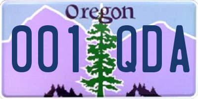 OR license plate 001QDA