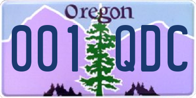 OR license plate 001QDC