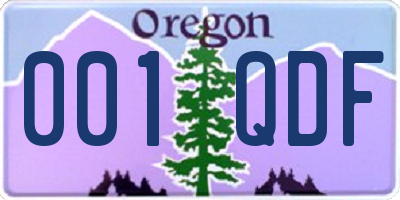 OR license plate 001QDF