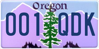 OR license plate 001QDK