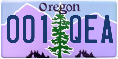 OR license plate 001QEA