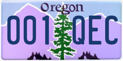 OR license plate 001QEC