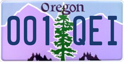 OR license plate 001QEI