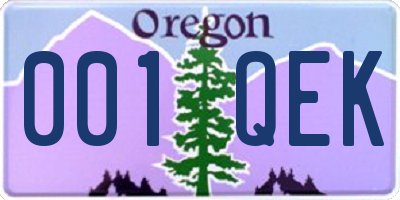 OR license plate 001QEK