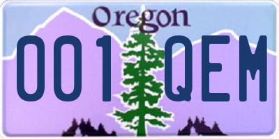 OR license plate 001QEM