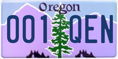 OR license plate 001QEN