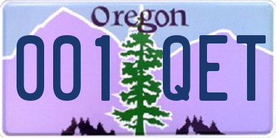 OR license plate 001QET