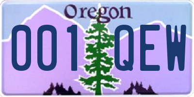 OR license plate 001QEW